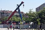 София - Подготовка за транспортиране на изгорял кран