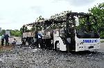Автобус с руски туристи  изгоря напълно близо до Бургас