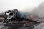 Турски ТИР гори на автомагистрала НОВИ СНИМКИ