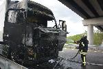 Влекач на ТИР изгоря близо до  Харманли