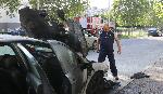 Кола пламна в движение веднага след сервизно обслужване