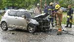 Огнеборци потушаваха пламнала кола в "Манастирски ливади"