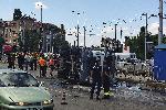 Камион се преобърна на кръстовището до гара Подуяне в София