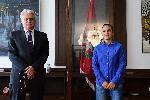 София - Бойко Рашков връчва договор за назначение в МВР на олимпийската шампионка Ивет Горанова