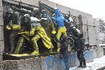 София -  Протест пред паметника на съветската армия (МОЧА) - масово изписване с графити в подкрепа на Украйна