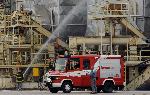 Бургаските пожарникари проведоха учение в района на завод 'Кроношпан'