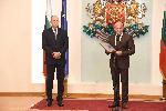 София - Президент - Удостояване с почетен знак олимпийски и световни шампиони -  Румяна Нейкова - Йордан Йовчев