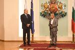 София - Президент - Удостояване с почетен знак олимпийски и световни шампиони -  Румяна Нейкова - Йордан Йовчев