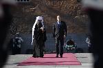 София - Ритуал пред паметника на Незайния воин - президент и патриарх Даниил