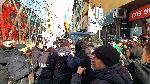 Протестът на „Възраждане“ ескалира пред Дома на Европа. Хвърлиха запалителни бомби и червена боя