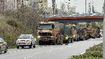 Турски военен камион, натоварен с танк аварира на изхода на Хасково