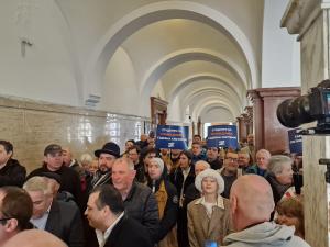 София - Протест срещу Сарафов в сградата на Съдебната палата - БОЕЦ