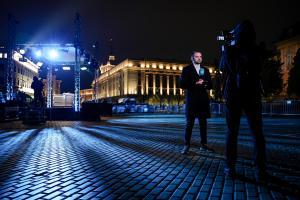 София - Специално студио на bTV за изборите и 3D мапинг