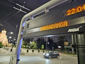 София - Евровизия - Спирка на градския транспорт с 'Бангаранга' на информационното табло